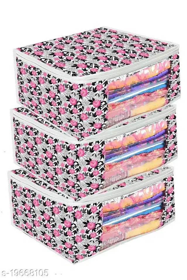 PVC Foldable Under Bed Storage, Multicolor, Pack of 3