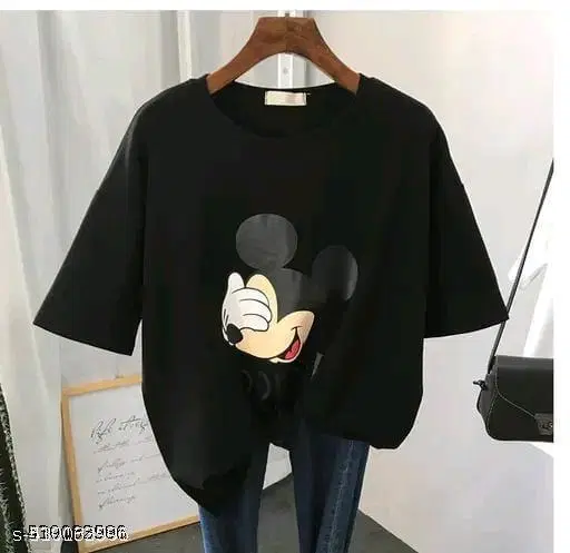 Cotton Blend T-shirt for Women, Black (S)