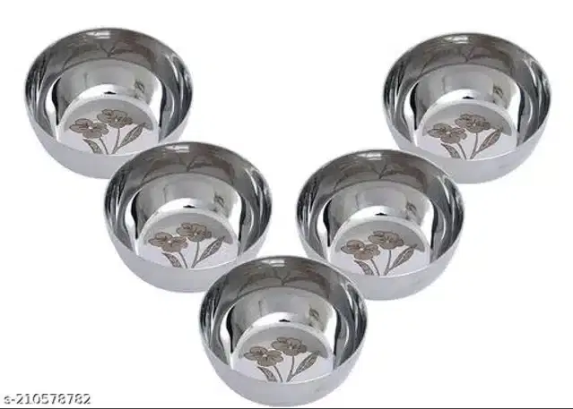Stainless Steel Bowls, Silver, Pack of 6