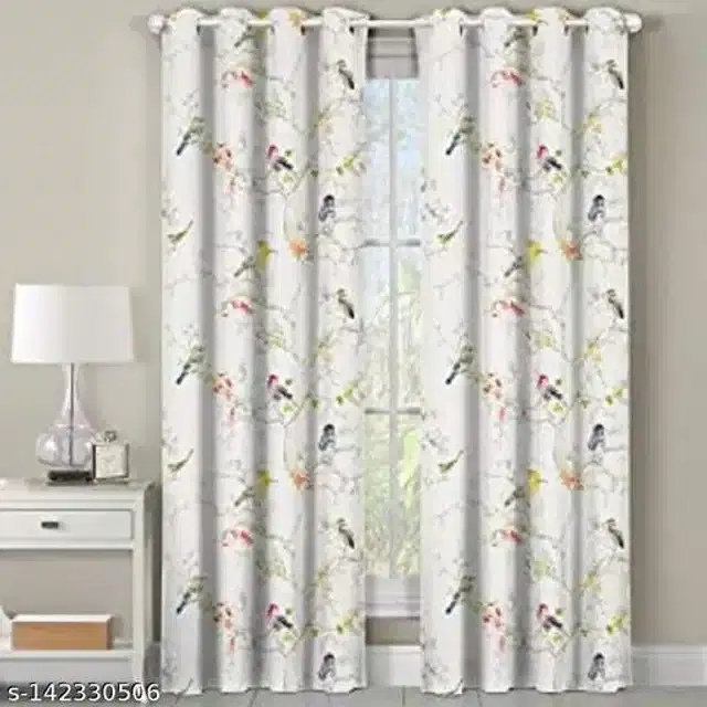 Polyester Window Curtain, Multicolor, 5 Feet, Pack of 2