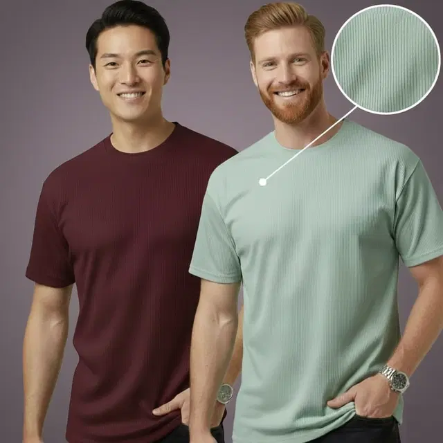 Polyester Round Neck T-shirt for Men, Multicolour, Pack of 2 (XL)