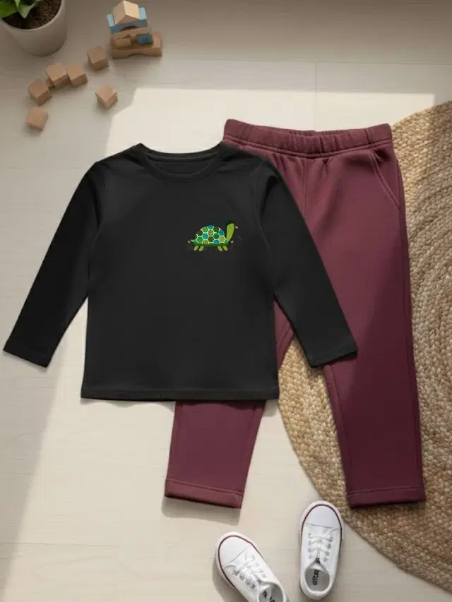 Cotton Solid Clothing Set For Boys, Multicolour (7-8 Years)