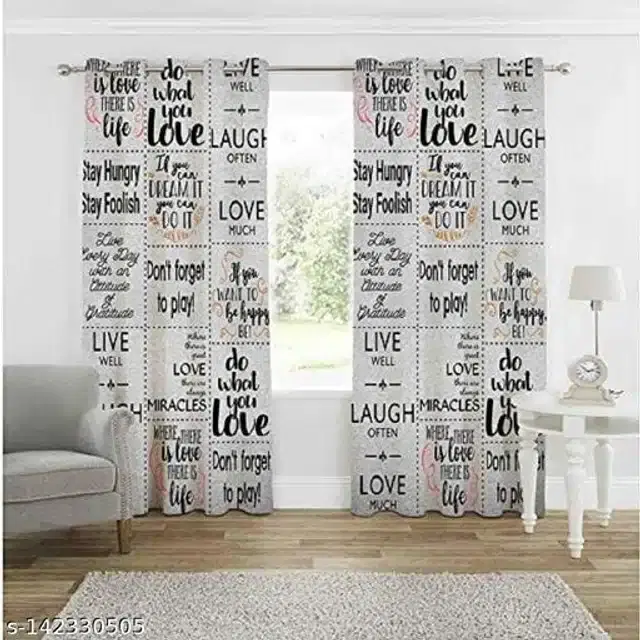 Polyester Window Curtain, Multicolor, 5 Feet, Pack of 2