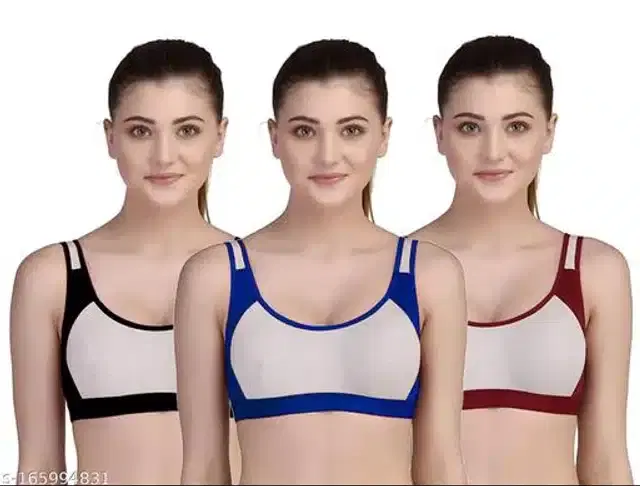 Hosiery Non Padded Bra for Women, Pack of 3 (Multicolor, 34B)