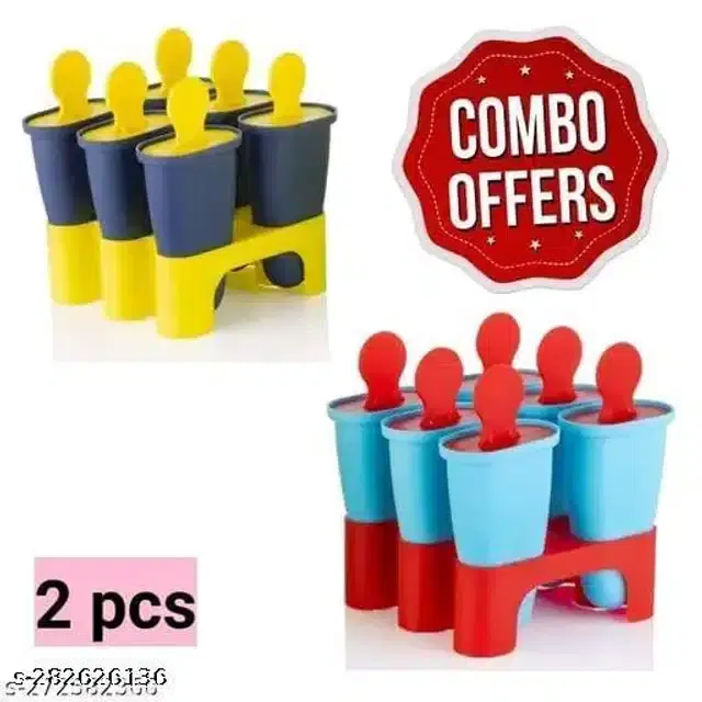 Plastic Ice Cream Moulds, Multicolor, Set of 2