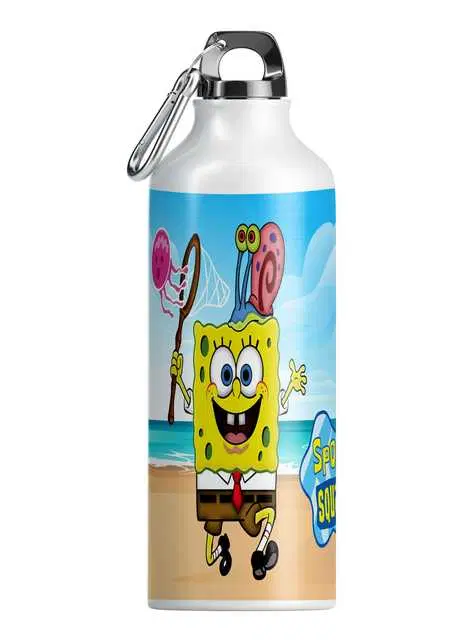 Printed Aluminium Cartoon Sipper Water Bottle for Kids, Multicolor, 600 ml, GT-459
