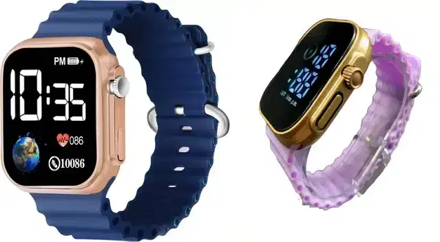 Electronic LED Digital Watch for Kids, Pack of 2 (Multicolor)