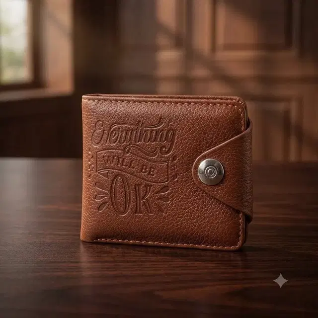 PU Wallets For Mens Brown, Free Size