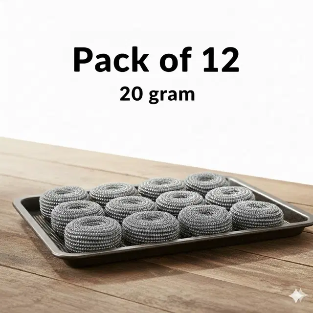 Stainless Steel Scrub Pad, Silver, Pack of 12