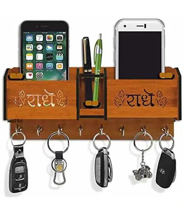 Vivek Homesaaz Handicraft Wooden Key Holder, Brown