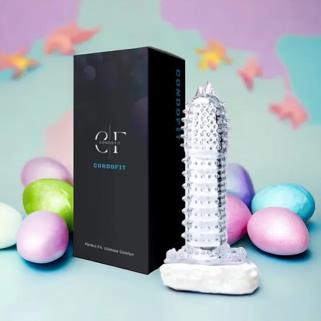 A R Silicone Crystal Dotted Condom for Men, Transparent