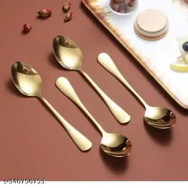 Stainless Steel Spoons, Golden, Pack of 6