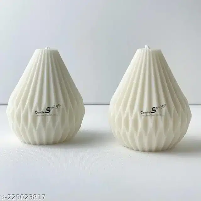 Pear Shaped Candles, White, Pack of 2