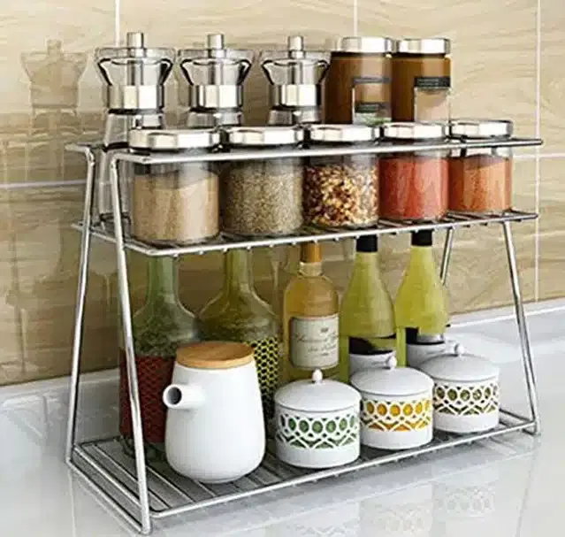 Spice Container Rack for Kitchen, Silver