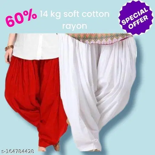 Patiala for Women, Pack of 2 (White, 28)