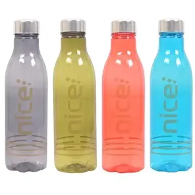 Plastic Water Bottles, Multicolor, 1000 ml, Pack of 4