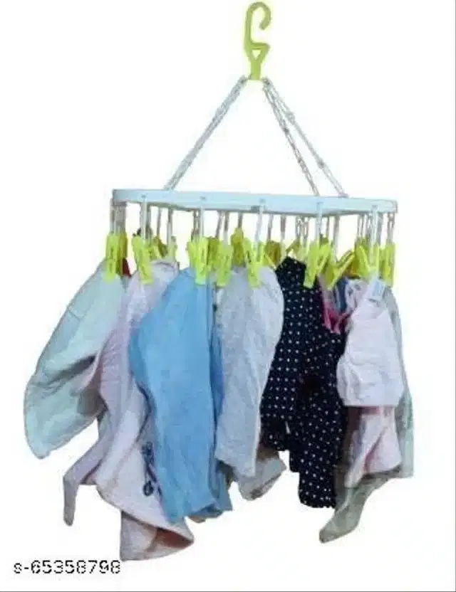 Drying Clothes Hanging Rack with 24 Clip, Green