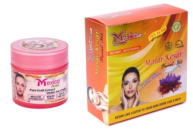 Maxico Herbs Malai Kesar Facial Kit with Fruit Under Eye Cream, Pack of 2