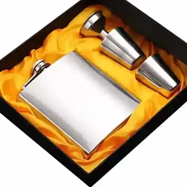 K Kudos Hip Flask Set Gift Box Pocket Flask Funnel And 2 Cups Pocket Friendly Pocket Drinking Flask