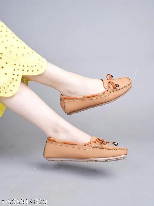 Shoetopia Solid Loafers for Women (Brown, IND-6)