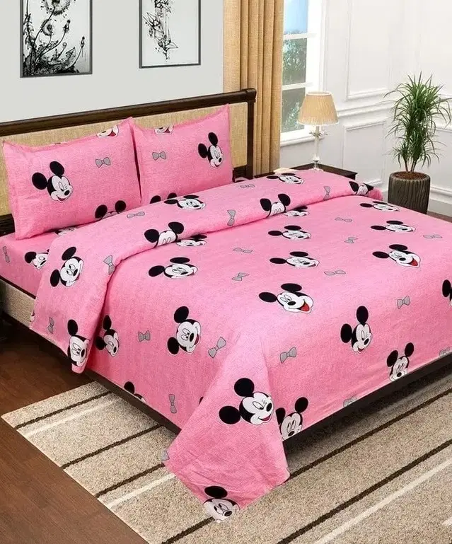 Polycotton 88x88 Inch Bedsheet with 2 Pillow Cover [Multicolor]