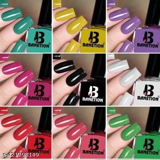 Banetion Matte Nail Polish, Multicolor, Pack of 9