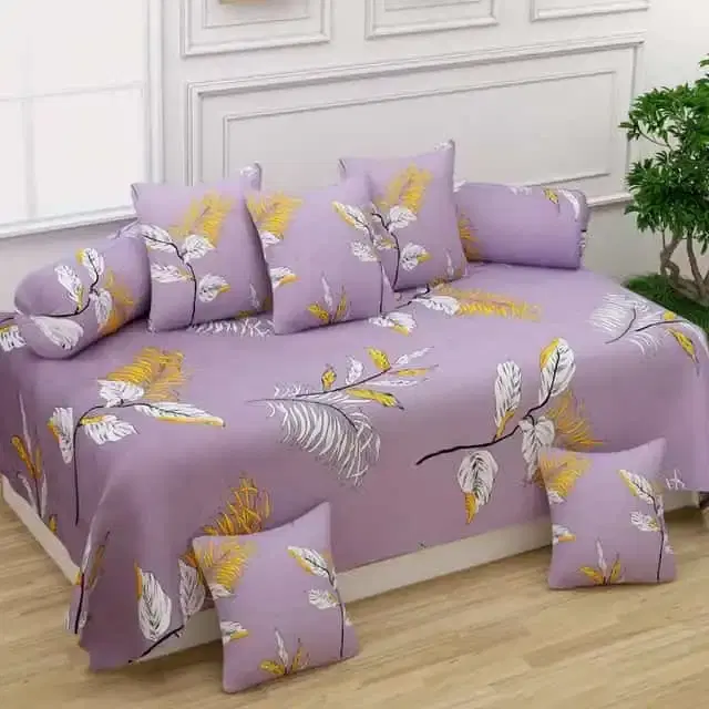 Adirav Polycotton Feel Single Bed Sheet, 2 Bolster covers & 5 Cushion Covers, Purple, ADRV-DW-84