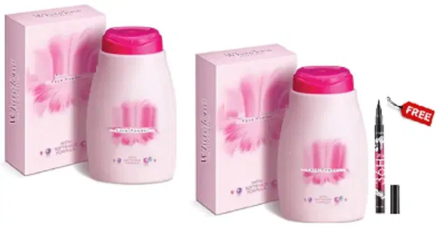 White Tone Smooth & Whitening Face Powder, 30 g, Pack of 2 with Pencil Eyeliner, Set of 3