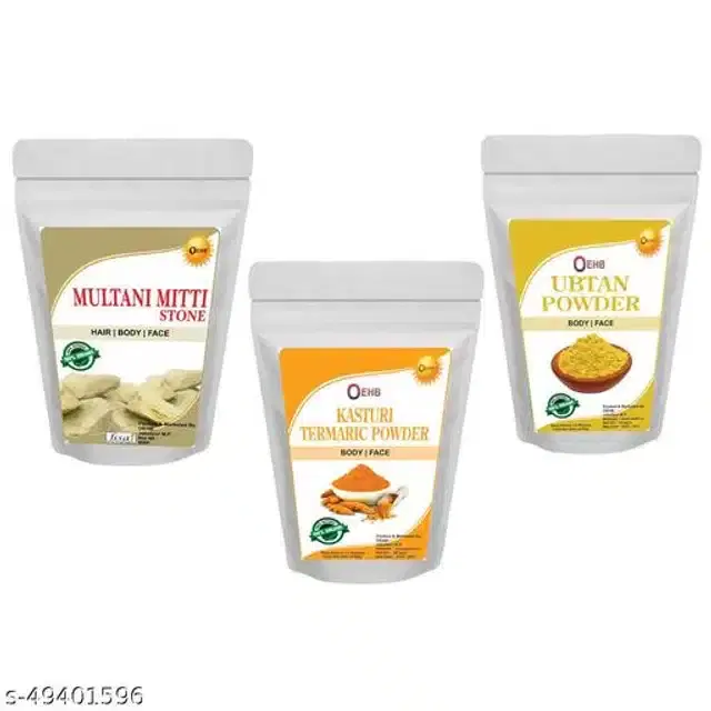 OEHB Kasturi Termeric with Ubtan & Mitti Powder, 50 g, Pack of 3