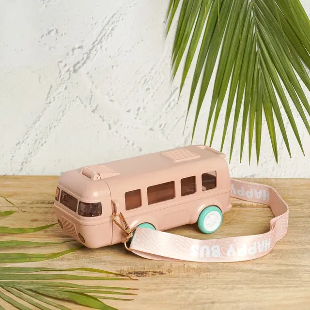 Plastic Bus Shape Sipper Bottle for Kids, Multicolor (1000 ml)