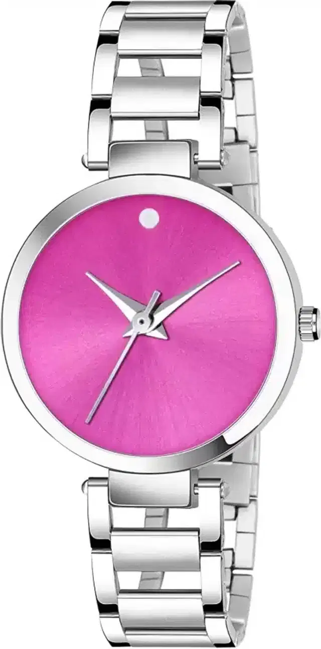 Analog Watch for Women (Silver & Pink)