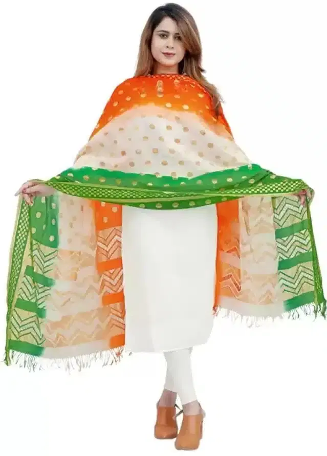 Woven Tiranga Dupatta for Women & Girls (Multicolor, 2.25 m)