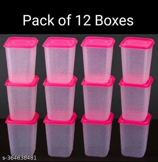 Plastic Storage Containers, White, Pack of 12 (1000 ml)