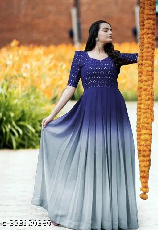Pleated Embellished Maxi Dress for Women (Multicolor, M)