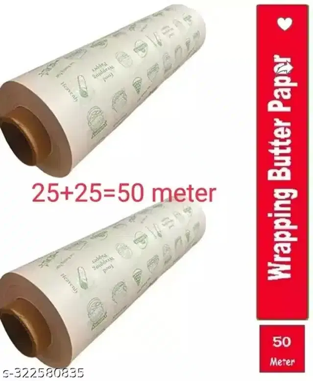 Food Wrapping Foil Paper Roll, Pack of 2, 25 m