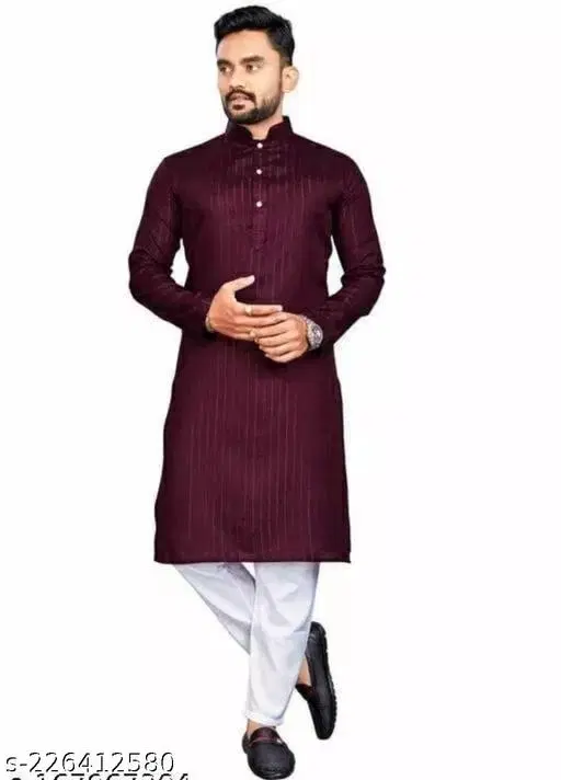 Kurta for Men (Maroon, M)