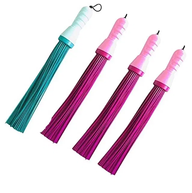 Plastic Brooms Bathroom & Home Floor Cleaning, Multicolor, Pack of 4