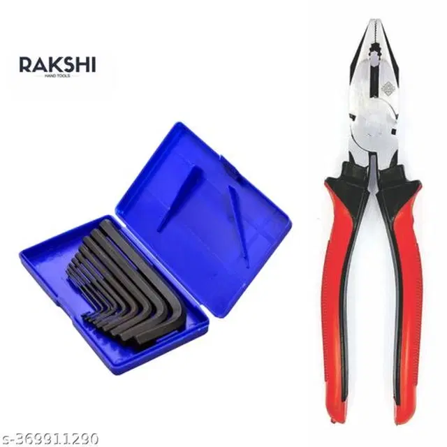 , 9 Pcs Allen Key Combination Wrench Set with Cutting Plier, Multicolor, Set of 2