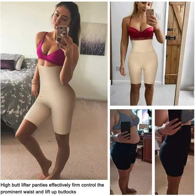 Women’s Cotton Lycra Tummy Control 4-in-1 Blended High Waist Tummy & Thigh Shapewear (S628)
