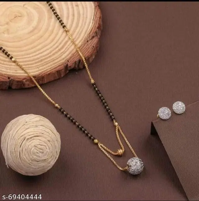 Alloy Mangalsutra with Earrings for Women, Set of 1 (Multioclor)