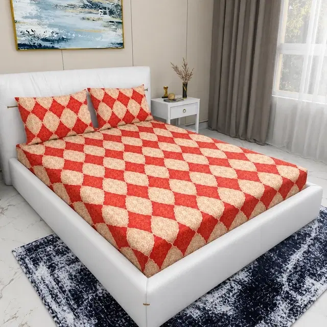 Arch Fab Double Bedsheet, 88x90 Inch, Maroon