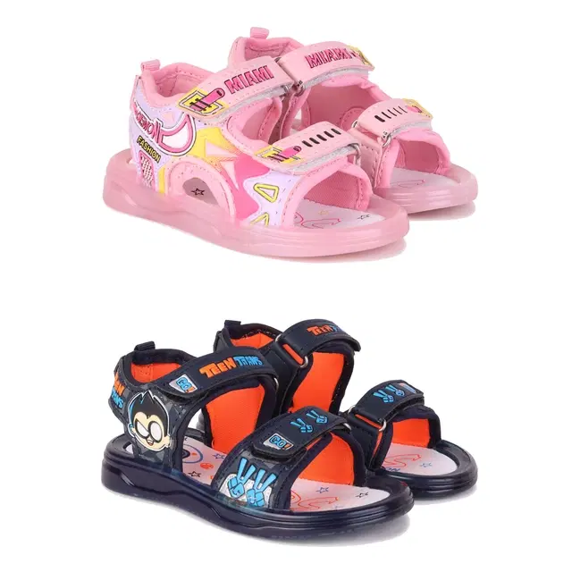 Sandals for Kids, Pack of 2 (Multicolor, 7 C)