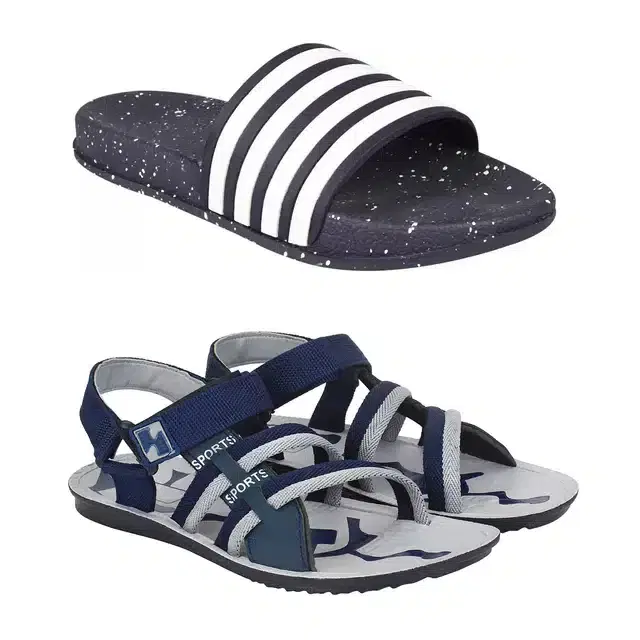 Flip Flops & Sandals for Men, Pack of 2 (Multicolor, 10)