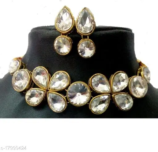 Beautiful Kundan Necklace Set for Women & Girls, White