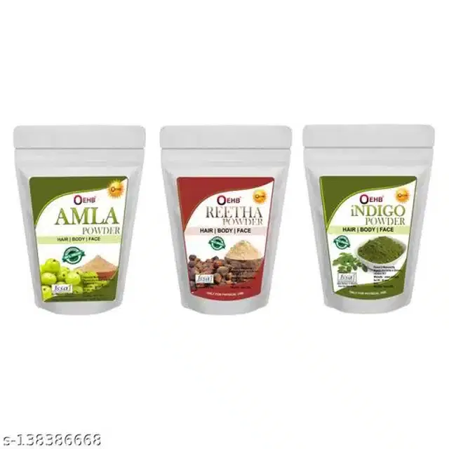 OEHB Amla with Reetha & Indigo Powder, 50 g, Pack of 3