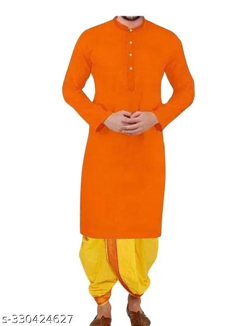Kurta Set for Men (Orange, M)