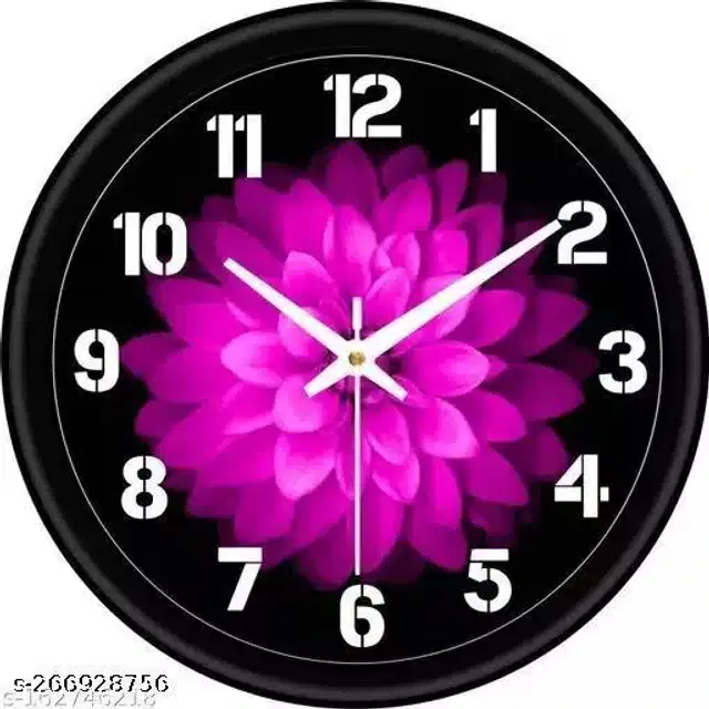 Designer Analog Wall Clock, Black & Pink