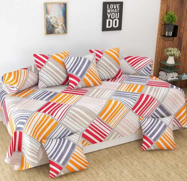 Homefab Microfiber Diwan Set, Multicolor, 60X88 In, HF-136