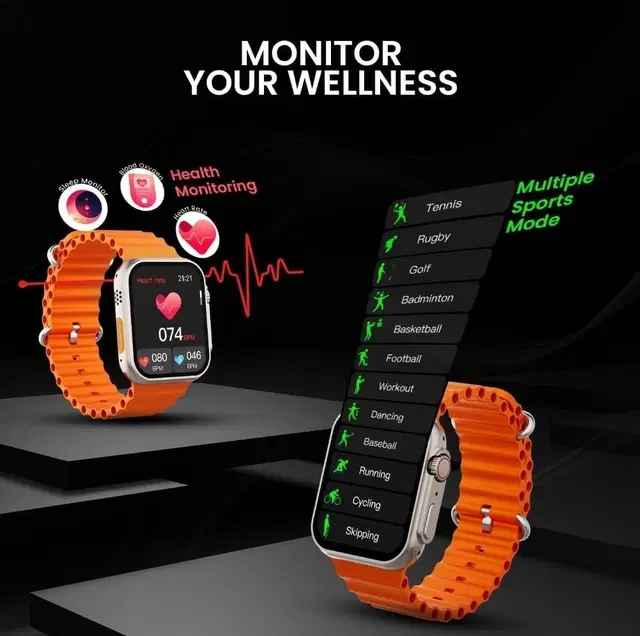 Silicone T800 Ultra Smartwatch, Orange