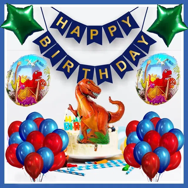 Jurrasic Park Theme Birthday Decoration,Navy Blue,Set Of 1